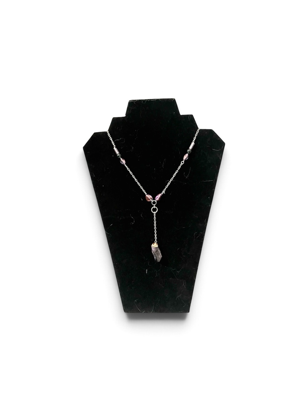 Handcrafted Necklace Raw Wire Wrap Amethyst Crystal Purple Beads Goth Fairycore